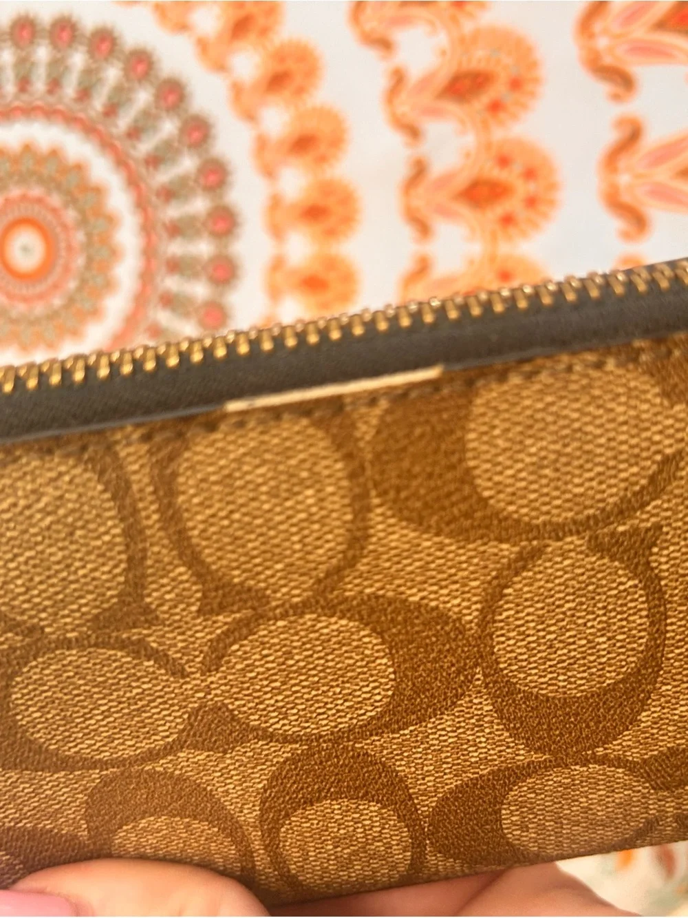 Coach Brown Signature Zip-Around Wallet - Picture 4 of 8
